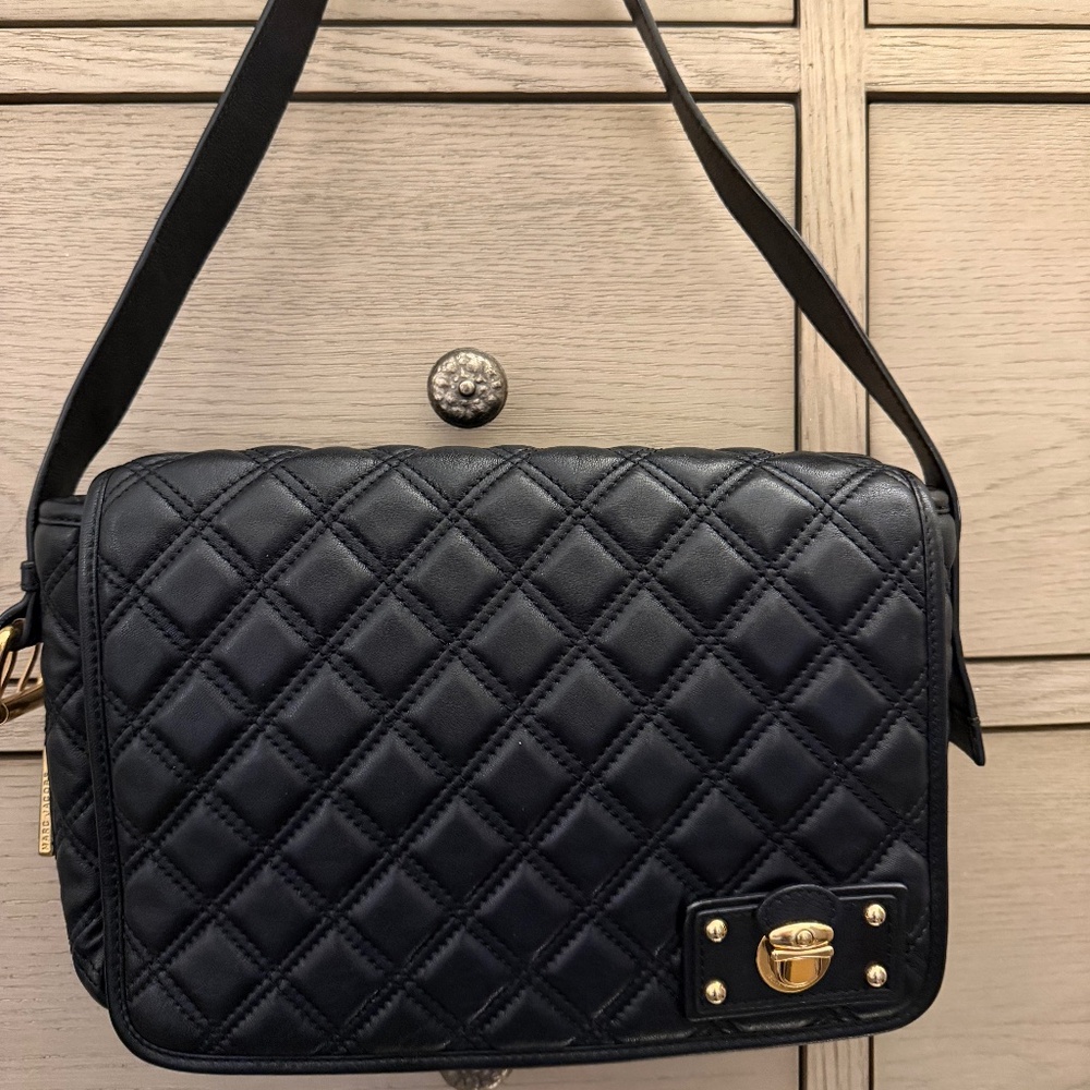 Marc Jacobs Stam Shoulder Flap Bag with Gold Hardware